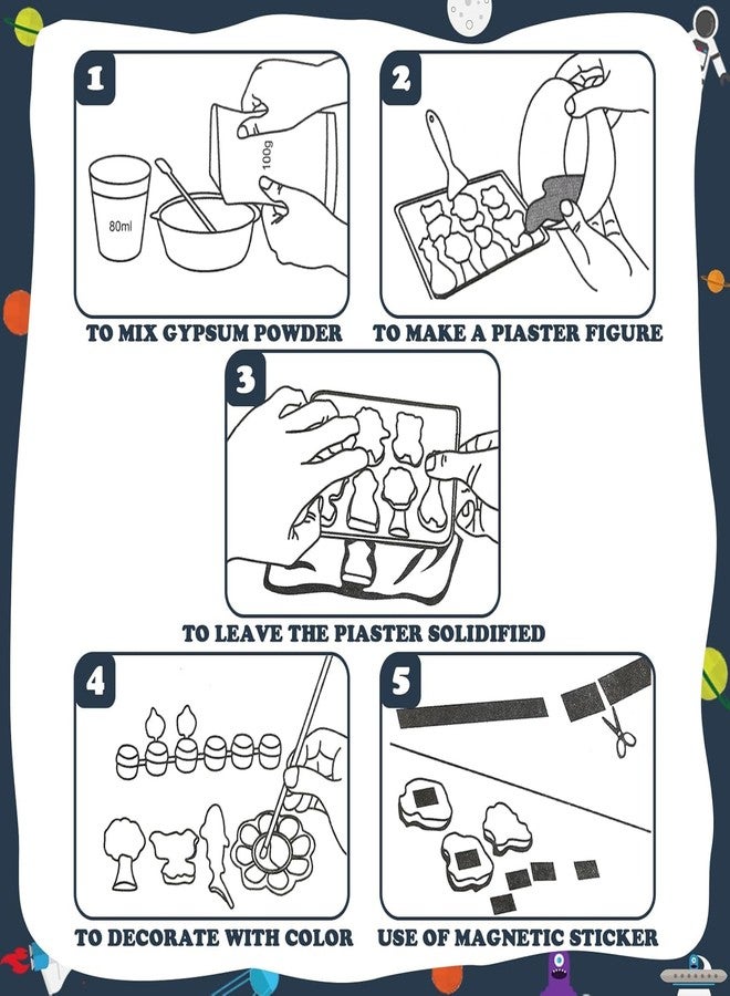 ستوريو مجموعة ستوريو تويز للرسم والتلوين - رواد فضاء - مجموعة تماثيل جبسية للأطفال من عمر 5 سنوات مع لوحة ألوان وقالب - هدية مثالية للأطفال من 3 إلى 8 سنوات - ألوان متعددة - Image 3